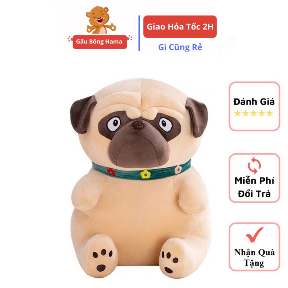 Chó Pug Bông Mặt xệ  đủ Size 25 cm , 35 cm ,40 cm , 50cm - Chó Bông Mặt Nhăn Cao Cấp