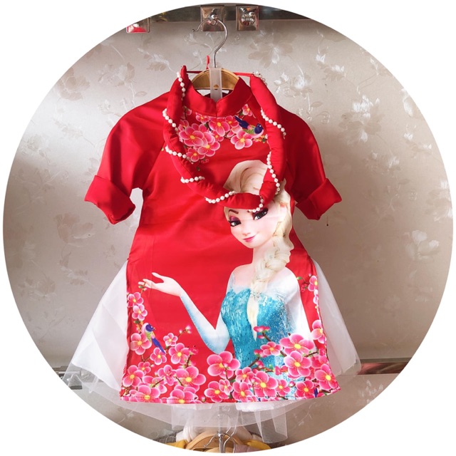 Áo dài elsa cho bé gái