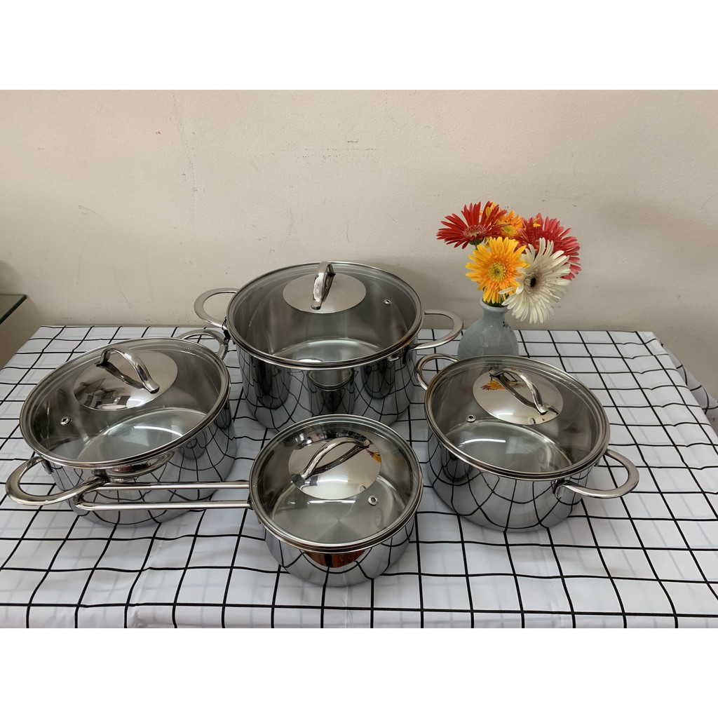 Bộ 4 Nồi, Quánh Inox 304 Thân Đúc Fivestar Plus FPB4006 - Hàng Chính Hãng, Bảo Hành 25 Năm
