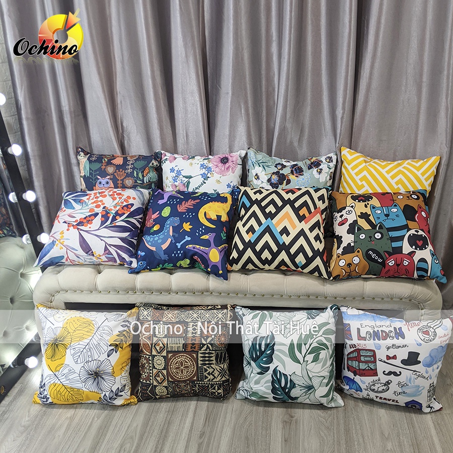 Gối Vuông, Gối Vuông Tựa Lưng Sofa Phong Cách Kẻ Hiện Đại Size 45-45 (Hàng Có Sẵn)