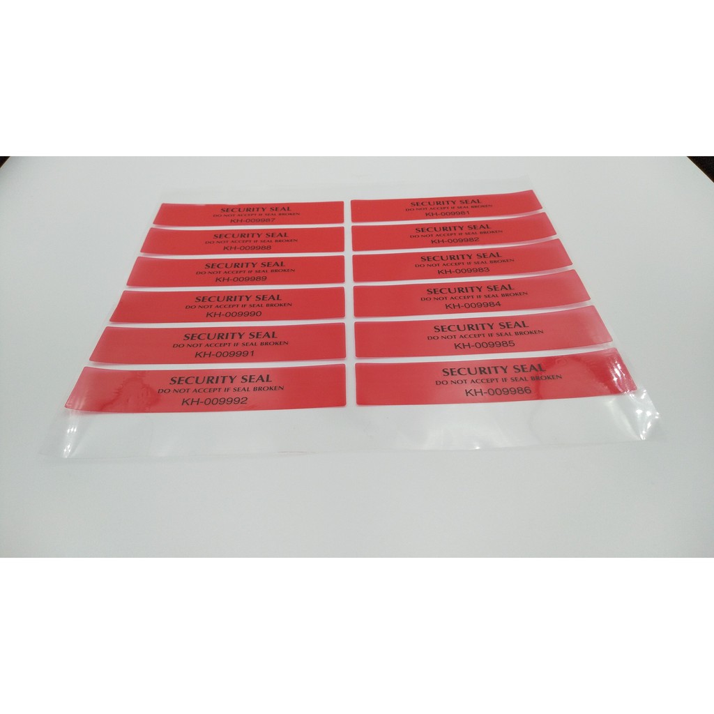 Gói 50 con tem niêm phong số seri KT 20*90mm/20*150mm/ 30*150mm, bóc tem để lại keo, niêm phong mép hộp, bao bì