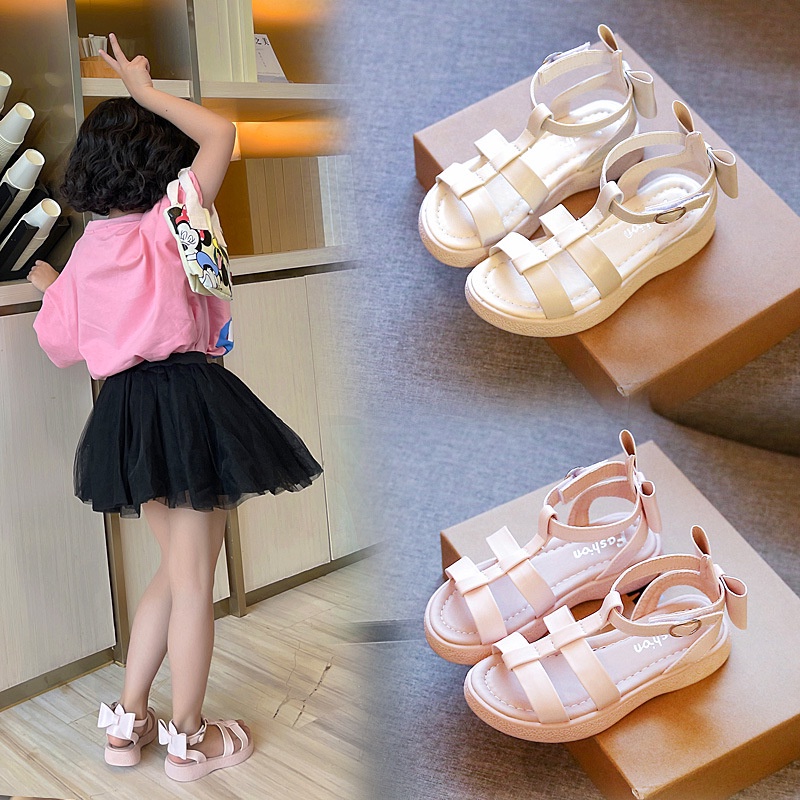 Dép sandal Nơ 2023 mã XJS-26 Quảng Châu cao cấp cho bé gái từ 3 đến 12 tuổi