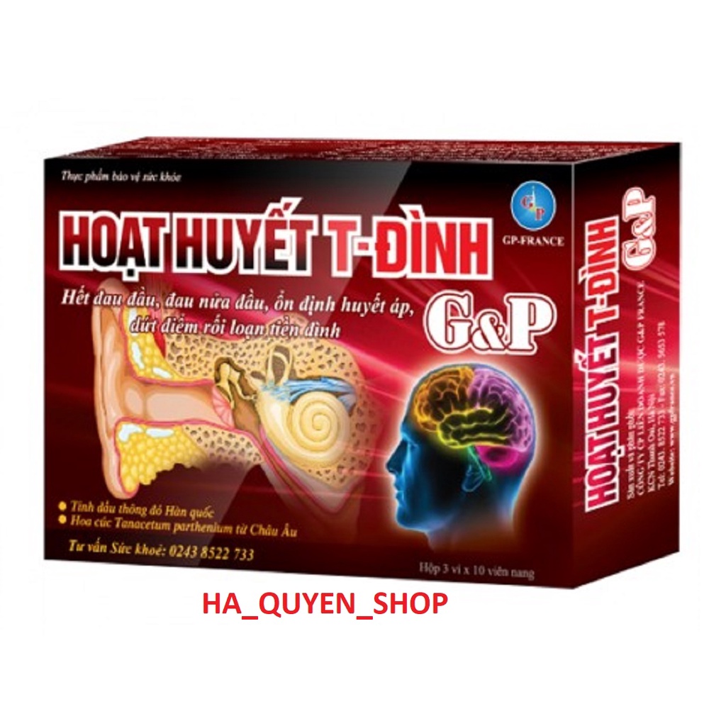 Hoạt huyết t đình G&P (T-Đình G&P) (Hộp 3 vỉ x 10 viên) - Hết đau đầu, đau nửa đầu, rối loạn tiền đình