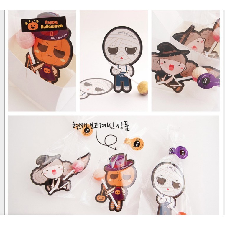 set 5 mô hình trang trí kẹo mút lolipop chủ đề Halloween