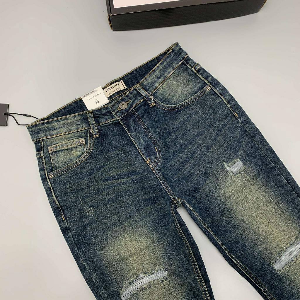 Quần jean nam xanh mài rách có lót JONATHAN QJ064 vải denim cao cấp co dãn nhẹ 4 chiều, form dáng chuẩn đẹp, hottrend