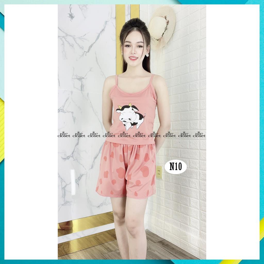 Set 2 dây mặc nhà bò sữa siêu cute phô mai que, mùa này mặc siêu mát N10 - 1997Closet đồ bận đi ngủ