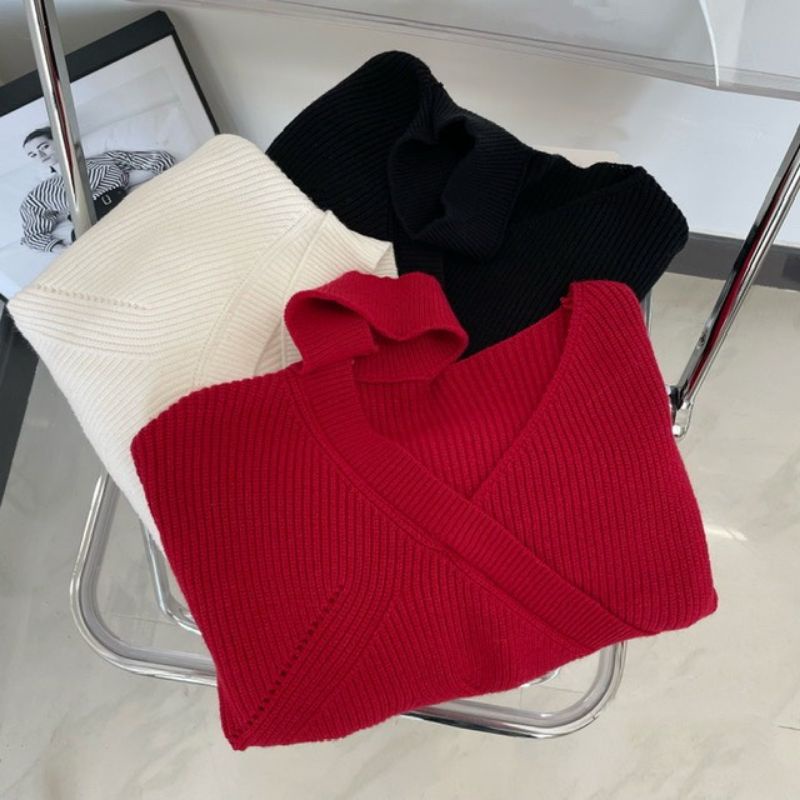 Áo len cổ V cách điệu Noel siêu xinh ulzzang Hàn Quốc