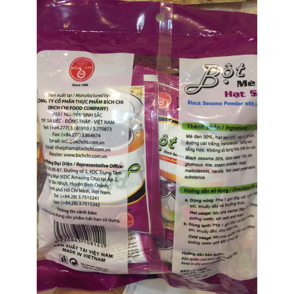 BỘT MÈ ĐEN HẠT SEN BÍCH CHI 350G