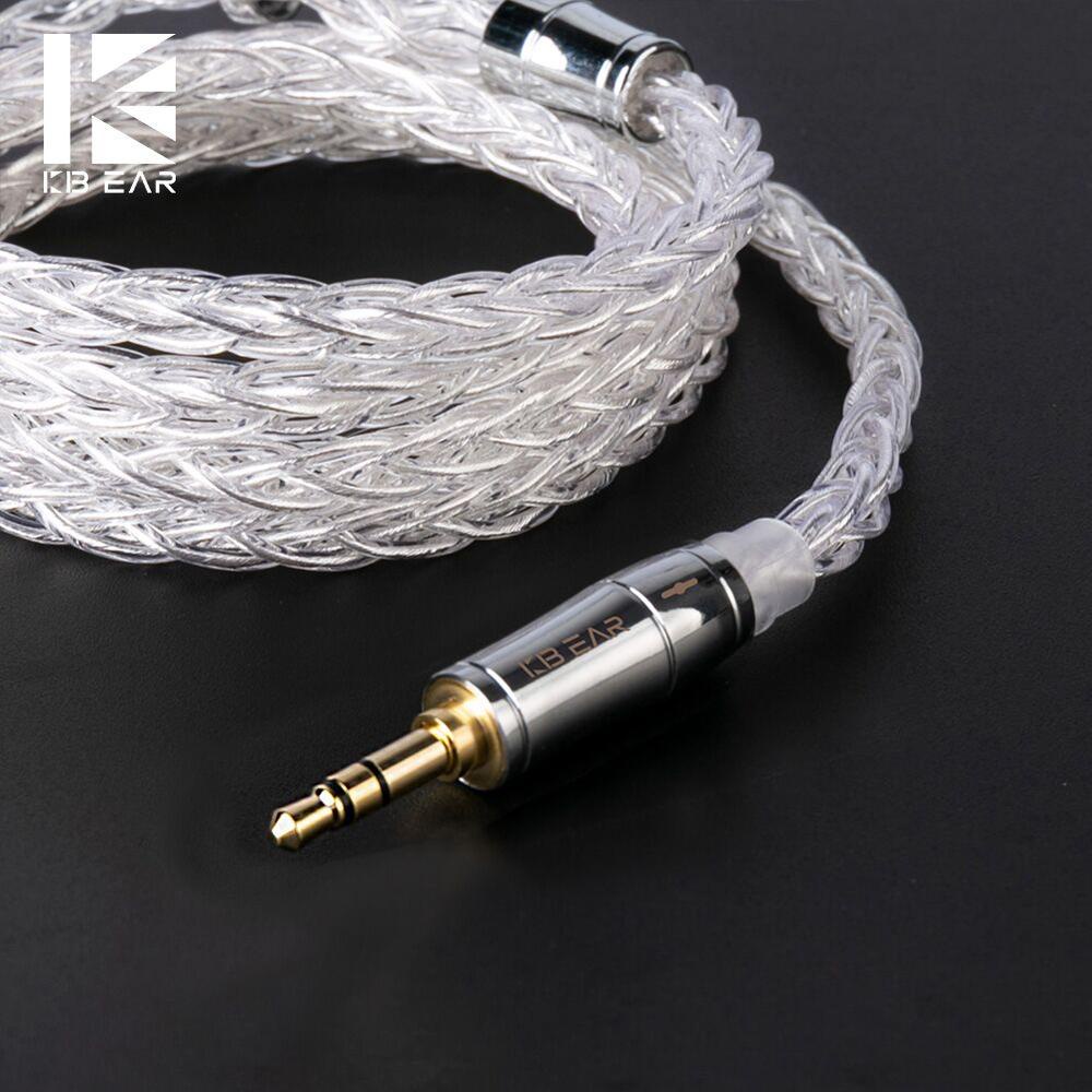 Cáp KBEAR Limpid Pro 8 lõi bạc nguyên chất 2.5 3.5 4.4MM với đầu nối QDC MMCX 2 chấu 0.78mm cho KZ ZS10 Pro AS10 ZSX