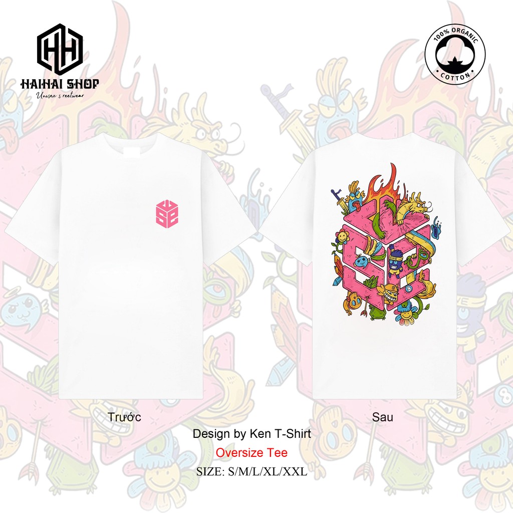 Áo Thun In Hình Tay Lỡ Form Rộng Rồng Hồng Cho Cả Nam và Nữ Vải Cotton 100% HaiHaiShop