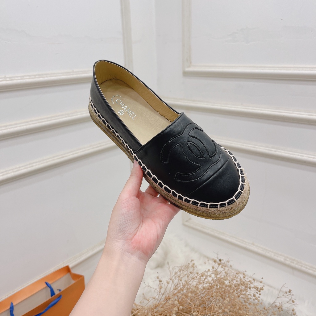 Giày slipon nữ ChàNeo chất da mềm, đế bằng viền cói,hàng quảng châu đầy đủ hộp túi