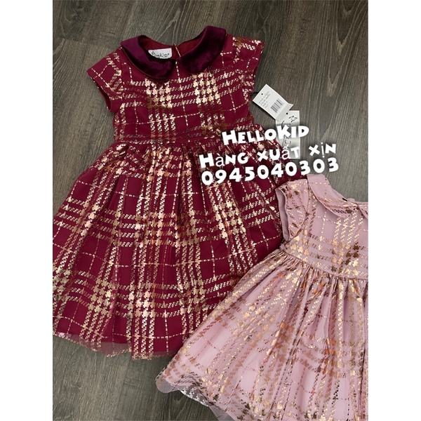 V37 - Váy kẻ lấp lánh cổ sen pippa ( form nhỏ hơn nửa size)
