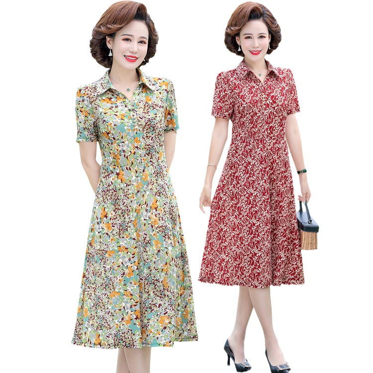 Đầm Dài Dáng Rộng In Hoa Phong Cách Phương Tây Thời Trang Mùa Hè Hàng Mới Dành Cho Phụ Nữ Trung Niên 2022