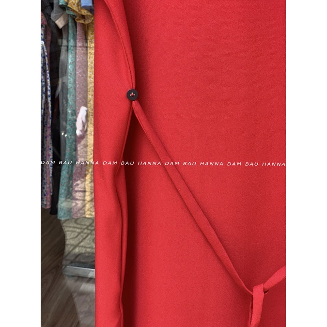 [HANNA] Đầm bầu công sở fom A dáng dài qua gối có size 80kg chất vải cao cấp thoáng mát mùa hè lên dáng gọn có 2 túi bên