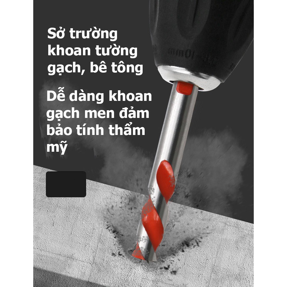 Mũi khoan đa năng - sở trường khoan tường, gạch men. Mũi đầu hợp kim siêu cứng khoan sắt, khoan gỗ...