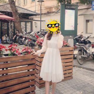 Đầm ren công chúa lưới bi dự tiệc (ảnh thật)