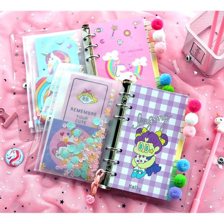 Sổ còng binder GALANO sổ tay ghi chép A6 tự thiết kế tặng kèm 13 món phụ kiện trang trí đáng yêu SN-001377