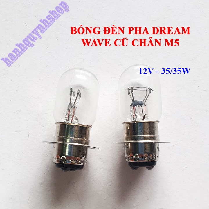 Bộ 2 bóng đèn pha xe Dream, Wave cũ, Future, Cub 12V 35/35W chân M5