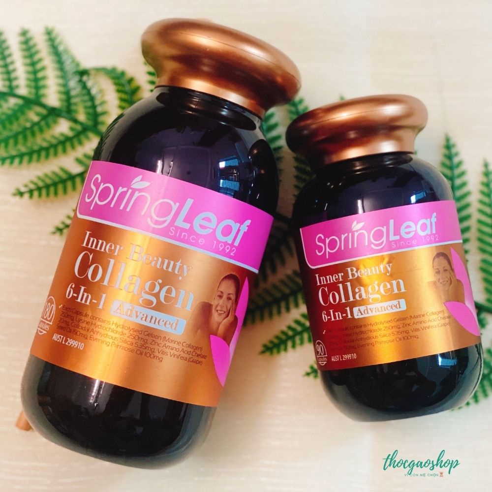 Viên uống bổ sung Collagen Spring Leaf Inner Beauty Collagen 6in1 advance giúp làm đẹp da giảm thâm nám 90/180 viên Úc