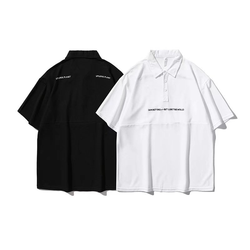 Áo Thun polo Tay Ngắn Dáng Rộng Có Khóa Kéo In Họa Tiết Đơn Giản Thời Trang Mùa Hè Cho Nam Size M-3XL