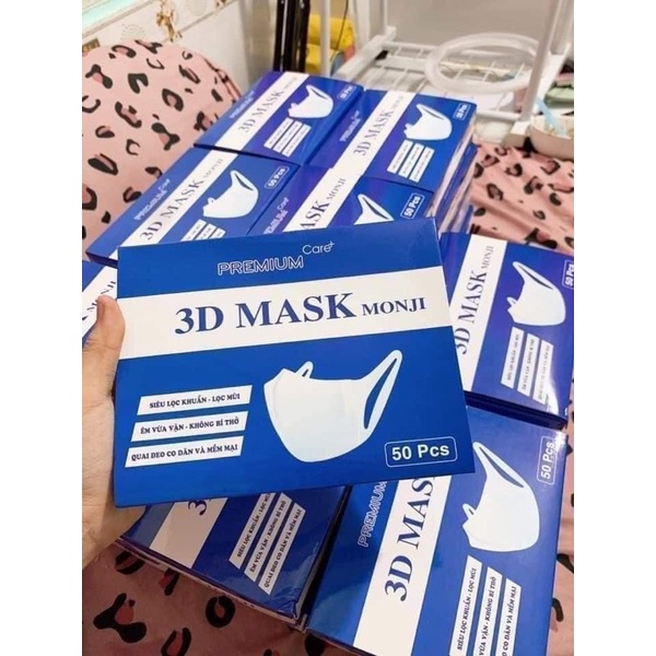 Khẩu trang 3D Người Lớn MONJI MASK Quai Co Dãn 4 Chiều Hộp 50 chiếc | BigBuy360 - bigbuy360.vn
