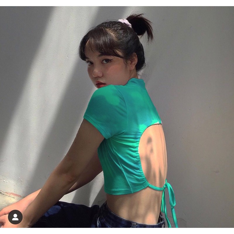 Áo croptop màu loang tay ngắn (2 màu)