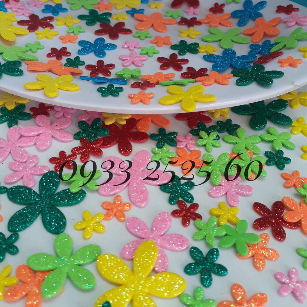 50 hoa XỐP KIM TUYẾN, trộn nhiều size nhỏ_ Thích hợp trang trí thiệp, phong thư, bưu thiếp, bao thư, bao lì xì