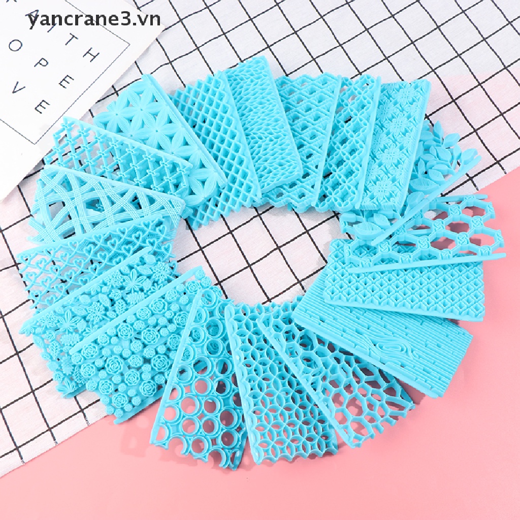 Khuôn Dập Nổi Tạo Hình Trái Tim / Vân Kim Cương Trang Trí Bánh Kem 18 Kiểu