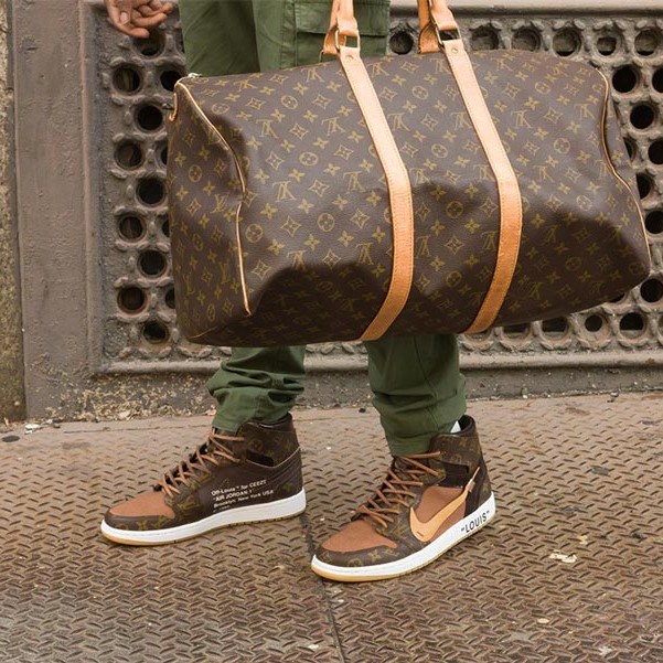 Giày thể thao JD1 LV cao cổ mới 2022, Giày sneaker Jordan 1 mix LV bản mới nam nữ FullBoxBill