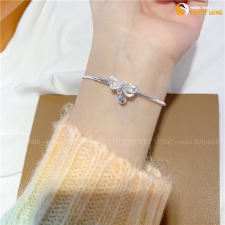 Lắc tay bạc nữ 925 hình nơ, lắc bạc nữ s925 cao cấp thời trang, lắc tay nữ tặng hộp gỗ