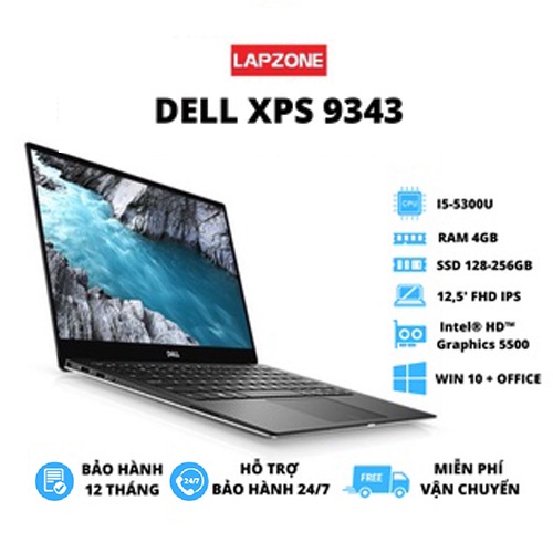 LAPTOP DELL XPS 9343, SSD 256GB, I5-5300U, RAM 4GB, 13.3 INCH FHD IPS, Chất Lượng Uy Tín Bảo Hành Lên Tới 12 Tháng