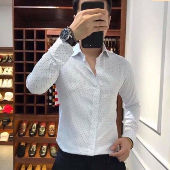 Áo sơ mi nam dài tay cao cấp Họa tiết chấm bi , chất cotton phong cách lịch lãm công sở(SMK) | BigBuy360 - bigbuy360.vn