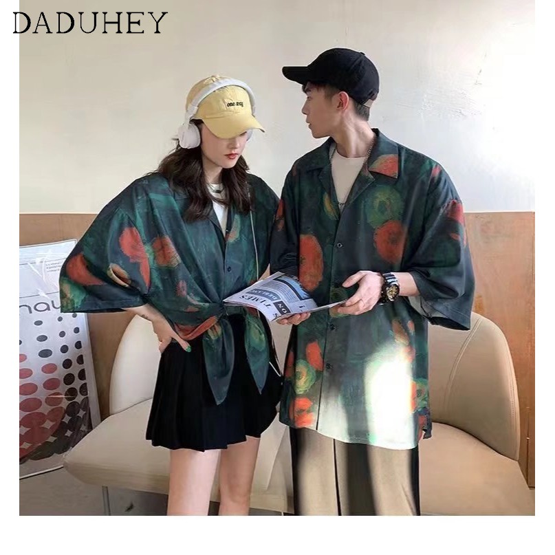 Áo khoác tay ngắn họa tiết tranh sơn dầu dáng rộng phong cách Mỹ retro vintage thời trang đường phố thường ngày cho nữ