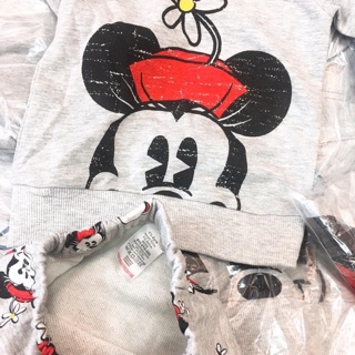 Bộ Nỉ Bé Gái Minnie Có Mũ