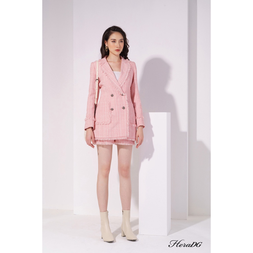 Áo Khoác Blazer HeraDG Thiết Kế Cổ 2 Ve Rút Tua Phối Túi Ốp, Chất Liệu Mềm Mịn Cao Cấp WTBA024A