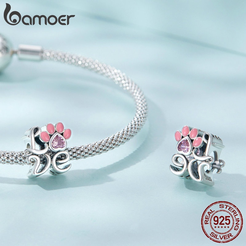 Hạt cườm BAMOER bạc 925 hình móng vuốt trái tim