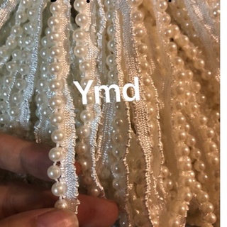 Dây hạt lé + trang trí + hạt ngọc nhân tạo + trắng + 0.6cm