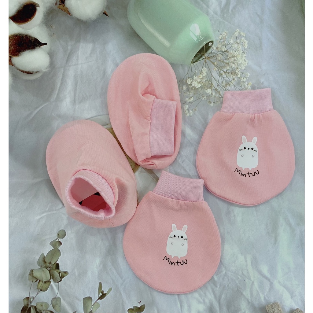 Bao tay chân sơ sinh Mintuu chất liệu cotton 4 chiều cao cấp