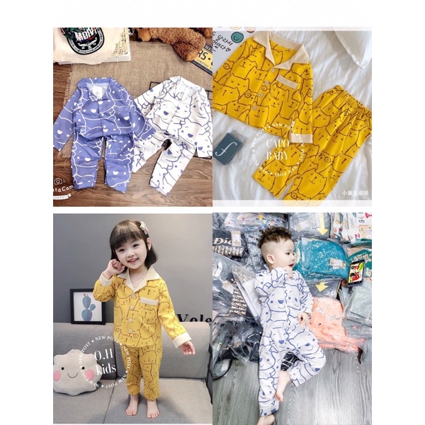 Bộ Ngủ Pijama Dài Tay Cho Bé Chất Đui Tơ 10-20kg