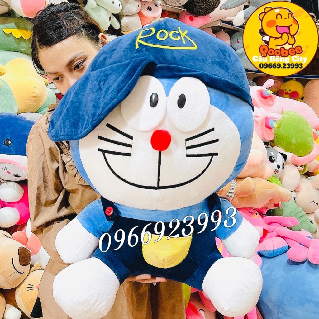 Gấu Bông Mèo Máy Doremon Doraemon Đô rê mon Đội Mũ Rock Dễ Thương Mềm Mịn Quà Tặng