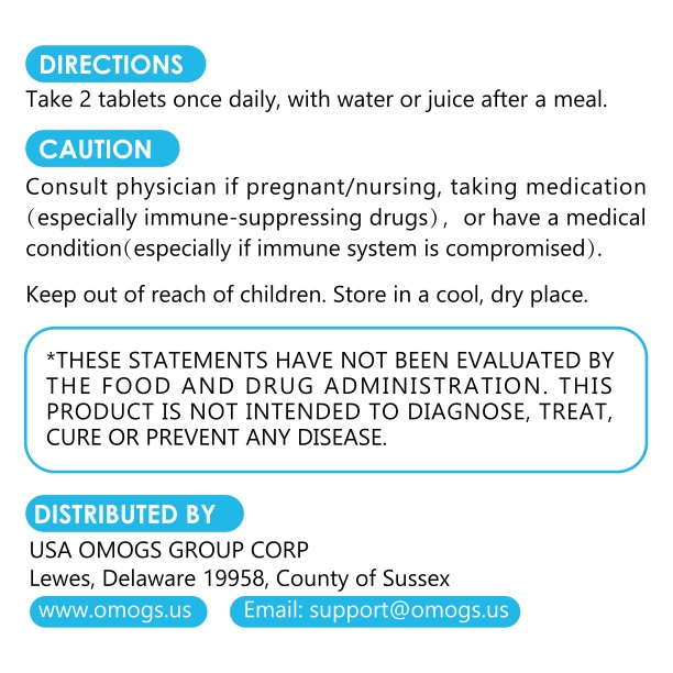 OMOGS Probiotics cho phụ nữ cho trẻ em cho người lớn cho nam giới Unisex & Thực phẩm bổ sung Prebiotics 90 viên