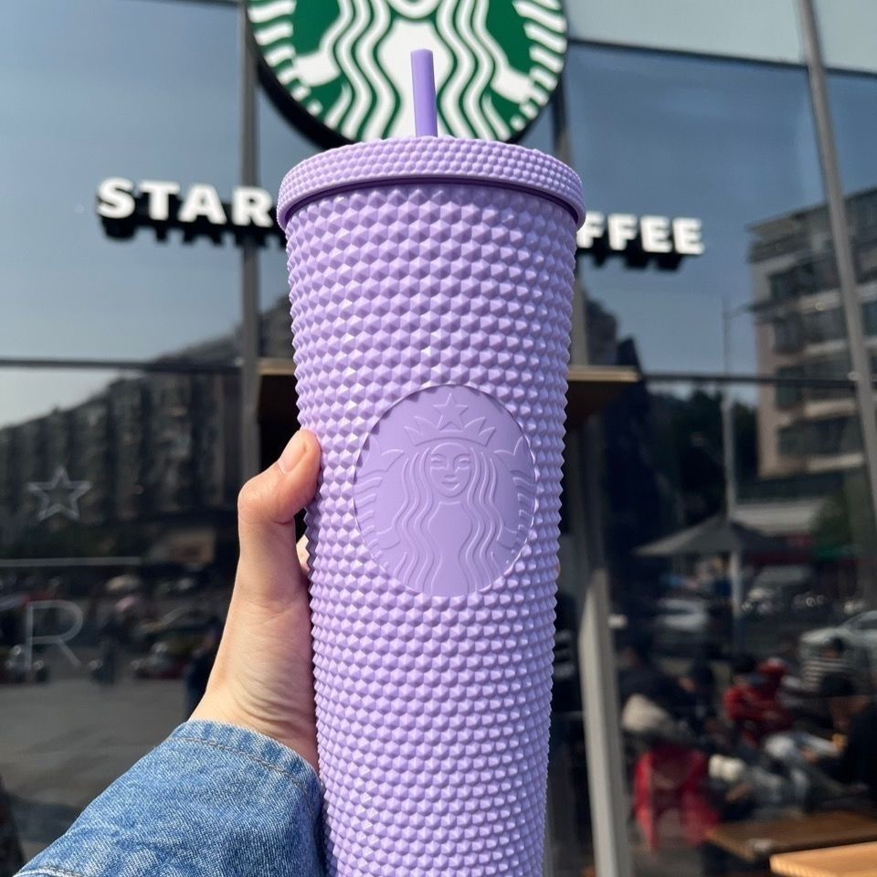 Cốc Uống Cà Phê Cách Nhiệt Họa Tiết Starbucks Màu Sắc Cầu Vồng Tươi Tắn Có Ống Hút Cho Nam Và Nữ 2022