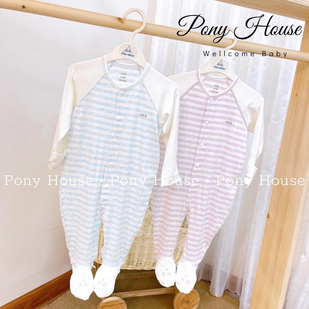 Body Liền Tất Nous Petit Xanh Hồng Kẻ Sọc - Bộ Liền Cho Bé Trai Bé Gái Sơ Sinh (Size 0-3M Đến 3-6M)