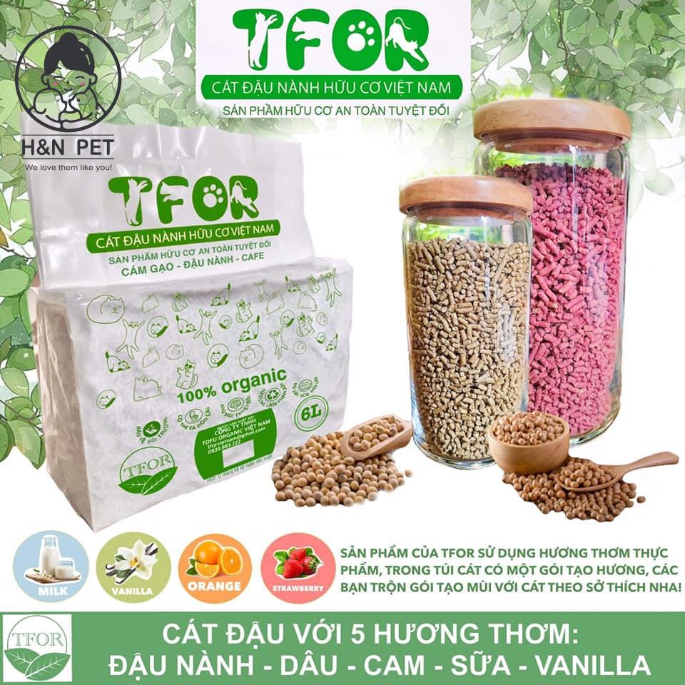 Cát Đậu Nành Hữu Cơ TFOR (6L) Vệ Sinh Cho Mèo - Cát Đậu Phụ Tofu/ Cát Mèo Khử Mùi, Ít Bụi