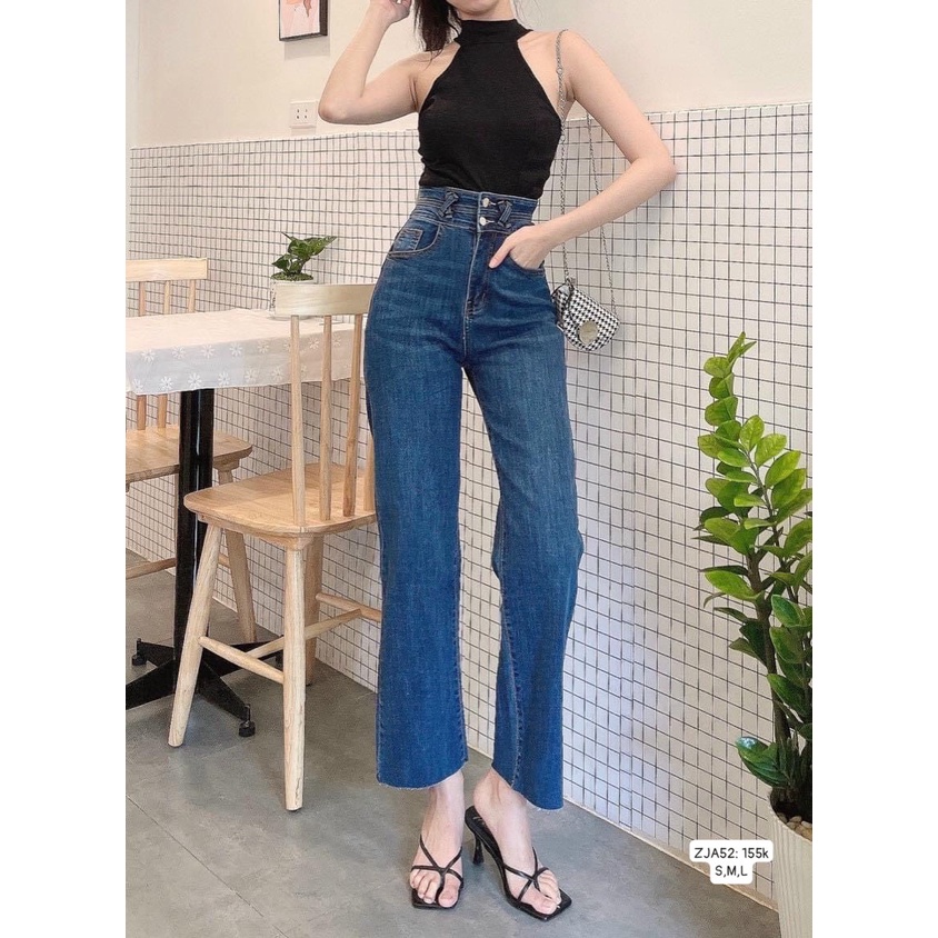 (Mẫu mới- Freeship) Quần jean ôm xuông 2 đai_ZJA52