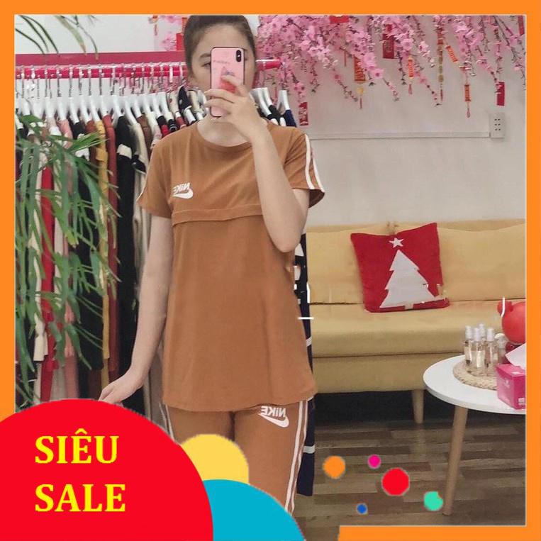 Bộ bầu lửng kết hợp sau sinh cho mẹ, 100% cotton, freesize