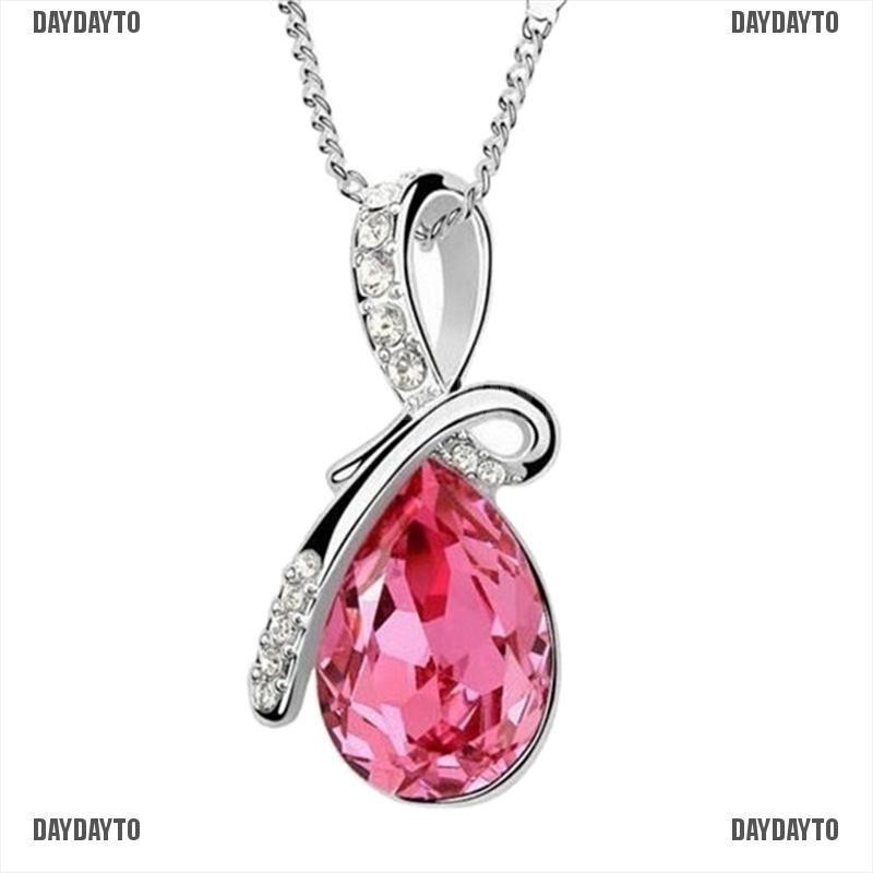 Vòng cổ Mặt Đá Zircon Hình Giọt Nước Màu Xanh Dương Thời Trang