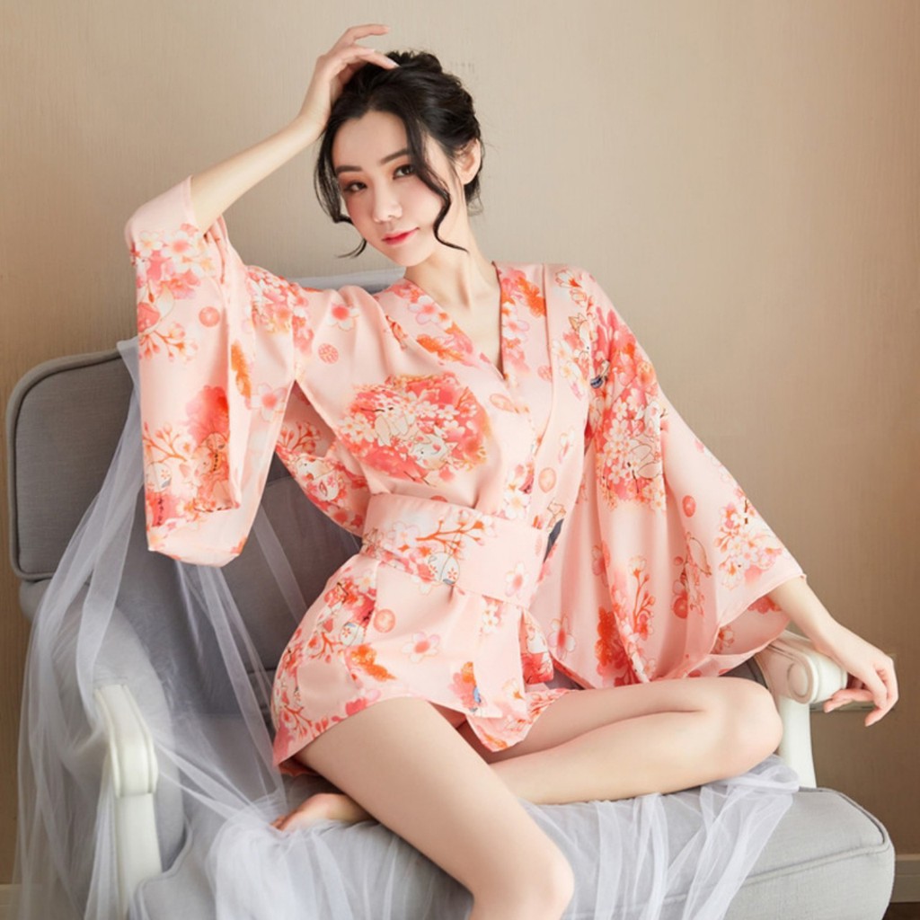 Áo choàng Kimono hoa đào cao cấp sexy B157 | BigBuy360 - bigbuy360.vn