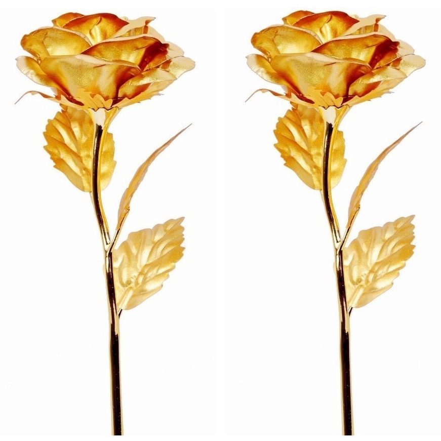 Hộp quà hoa hồng 3D mạ vàng 24K kèm hộp và đế chữ love - Hộp đựng quà tặng ngày lễ tình yêu