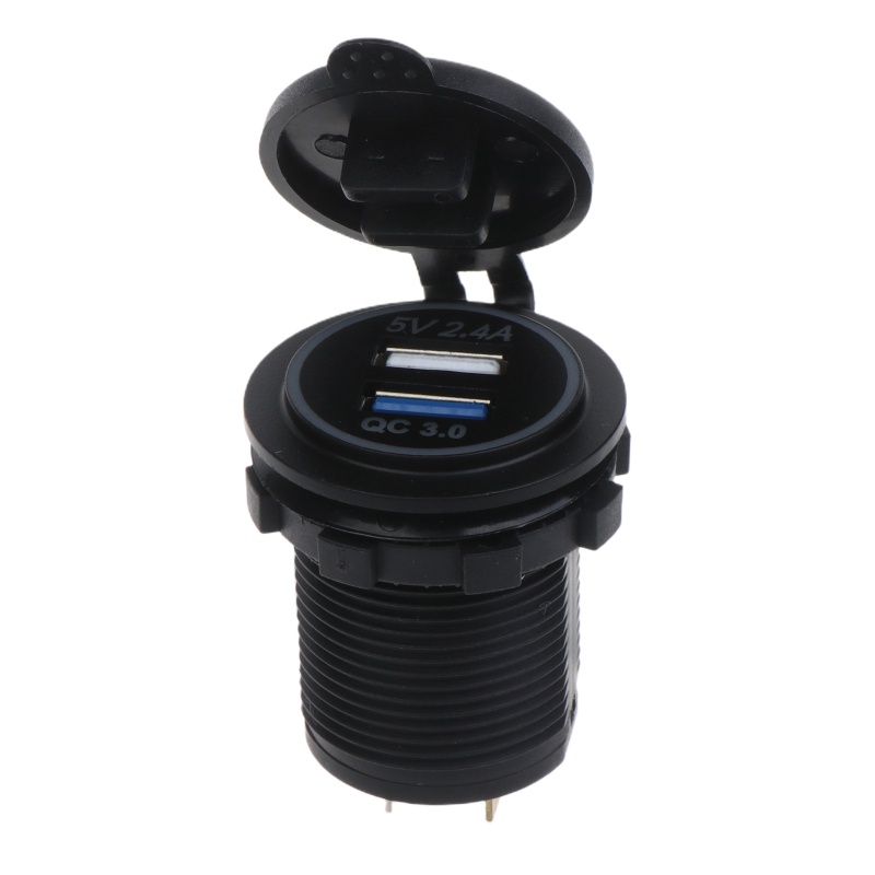 Tẩu Sạc Hai Cổng USB 12V-24V 18W QC 3 0 Cổng Cho Xe Hơi / Xe Máy / Tàu Thuyền